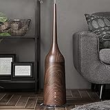 モダンデコ 加湿器 大容量 3L 8畳まで対応 タワー型 ハイブリッド式加湿器 スリム 加熱式 アロマ対応 卓上 静音 省エネ 節電 パワフル加湿 リモコン付き 乾燥対策 オフィス 業務用 (ダークウッド)