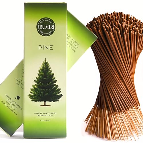 Pine Incense Sticks - Bulk Pack of 100 Insence-Sticks - Made with Natural Pino Oil - Scented Incienso Aromaticos Non Toxic Inscent Insense