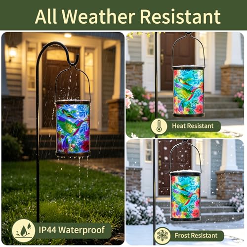 MUMTOP Hummingbird Solar Lantern, Hanging Glass Outdoor Garden Light by MUMTOP - Used condition - Image 7