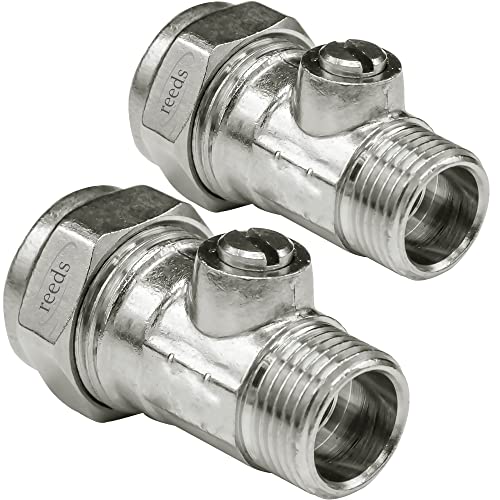 2X Reeds 15mm X 3/8inch Male Iron Flat Faced Isolating Valve for Tap Connector Flexi Pipes - Pack of 2