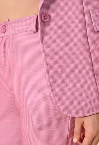 Image of Women's 3-Piece Cotton Blend Suit Set - Formal Blazer, High-Waist Pants & Camisole Top | Elegant Office Wear & Business Attire for Work, Meetings, and Events