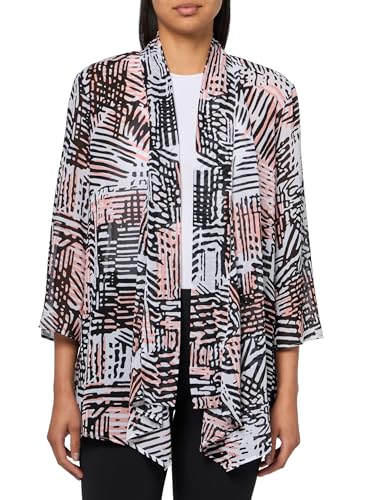 MULTIPLES Women's Three Quarters Flare Sleeves Folded Band Collar Drapey Open Front Jacket