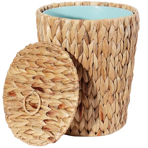 Caneca de Basura de Mimbre 3.5 gal con Tapa y Forro Removible