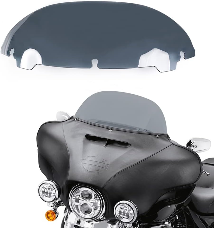 7" Smoke Round Wave Windscreen Windshield For 2014-2024 Harley Touring Electra Street Glide Ultra Limited Trike Tri Glide Ultra Classic FLHT FLHX FLHXS FLHTK