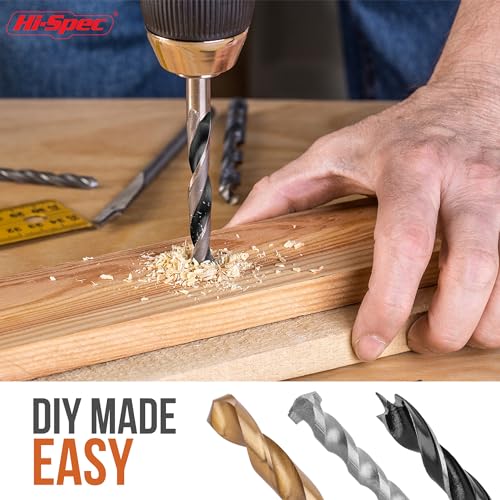 Image of Hi-Spec 16pc Compact Multi Steel Drill Bit Box Case Set. HSS Titanium Coated, Brad Points & Masonry Mixed Drill Bits for Metal, Wood, Plastics & Brick