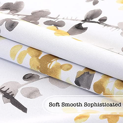 Blackout Tie Up Curtain - Thermal Insulated Balloon Curtain For Small Window Adjustable Kitchen Tie Up Curtain (Floral Pattern In Grey And Yellow, Rod Pocket Panel, 42 Inches W X 63 Inches L) #TOP2