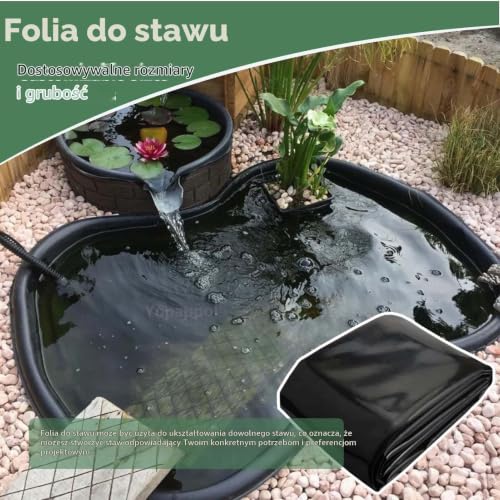 Membrana do dużego stawu 3x4m 4x5m 5x5m 6x8m Plandeka podkładowa HDPE, wzmocnione folią uszczelniającą wykładziny do stawów z karpiami Koi do stawów ogrodowych, basenów, hodowli akwakultury(10x10m)