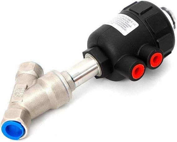 Angle Valve DN15 1/2 Pneumatic Steam Valve, 0.3-1 Mpa Air Actuated Thread Angle Seat Valve, PTFE Sealing, 304 Stainless Steel Angle Seat Valve