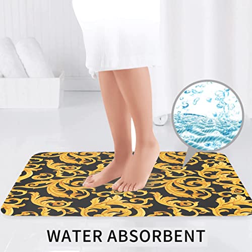 MANJIMAA Badematte Badvorleger Set 3-TLG. Teppich, Goldenes Barock-Rokoko-Ornament Reich,Toilettensitzdeckel-Abdeckung… – Bild 5