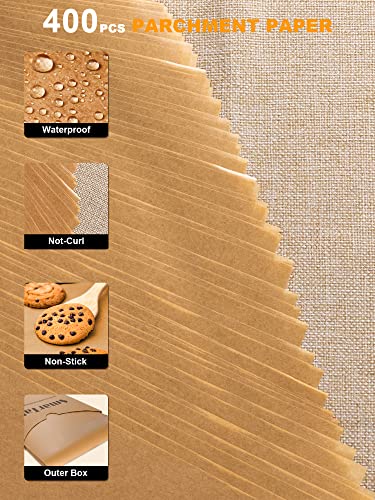 Smartake 400Pcs Parchment Paper Sheets, 12 X 16 In Pre-Cut Baking Parchment, Non-Stick Kitchens Cookie Baking Paper, For Oven Grilling Air Fryer Steaming Bread Cake Cookie Meat Pizza (Unbleached) #TOP2