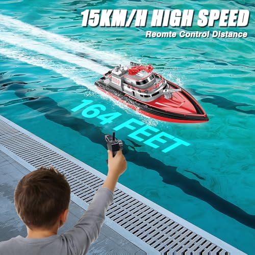 image for Cheerwing RC Boat, Remote Control Fireboat Firefighter for Kids, One-K