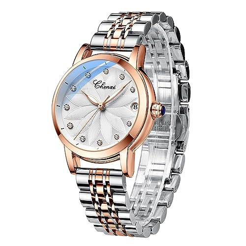 FORSINING Automatische mechanische Damenuhr, rotgoldenes Edelstahlband, luxuriöses Skelett-Zifferblatt, elegante Damen-Armbanduhr, 88304, Modern