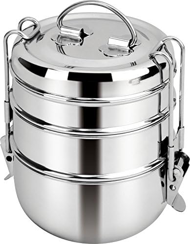 RATNA Stainless Steel 3 Tier Tiffin Indian Food Storage Container Lunchbox for Boys Girls Teens Kids & Adults