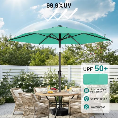 AreShark 10 FT Patio Umbrella for Outdoor, Outdoor Table Umbrella with Push Button Tilt and Crank, Outdoor Patio Umbrellas with 6 Sturdy Ribs, Patio Umbrellas for Market, Garden, Pool (Apple Green) by AreShark - Image 4
