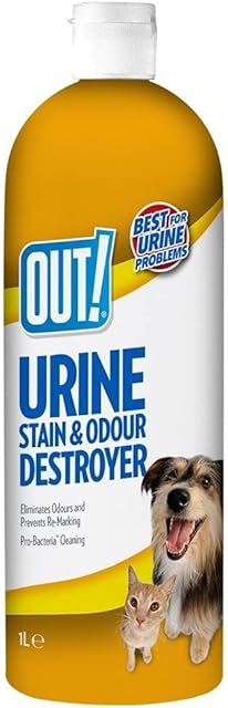 OUT! Urine Stain & Odour Destroyer for Pets | Enzymatic Pro-Bacteria Cleaner - 1 Litre