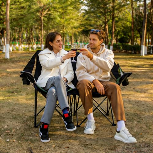 Image of 700LBS 2-Person Heavy Duty Double Camping Chair Loveseat Green