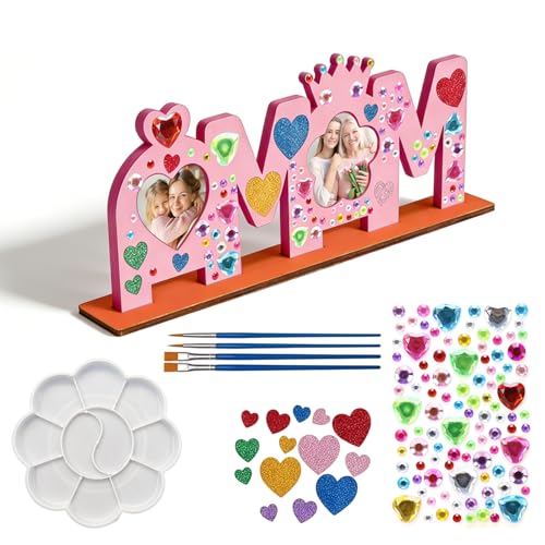 MOAZIFI DIY Muttertagsgeschenk Basteln Set - Holz Fotorahmen für Bilder - Muttertagsgeschenke für Mama - Kreatives Geburtstagsgeschenk & Weihnachten - Mama Geschenk
