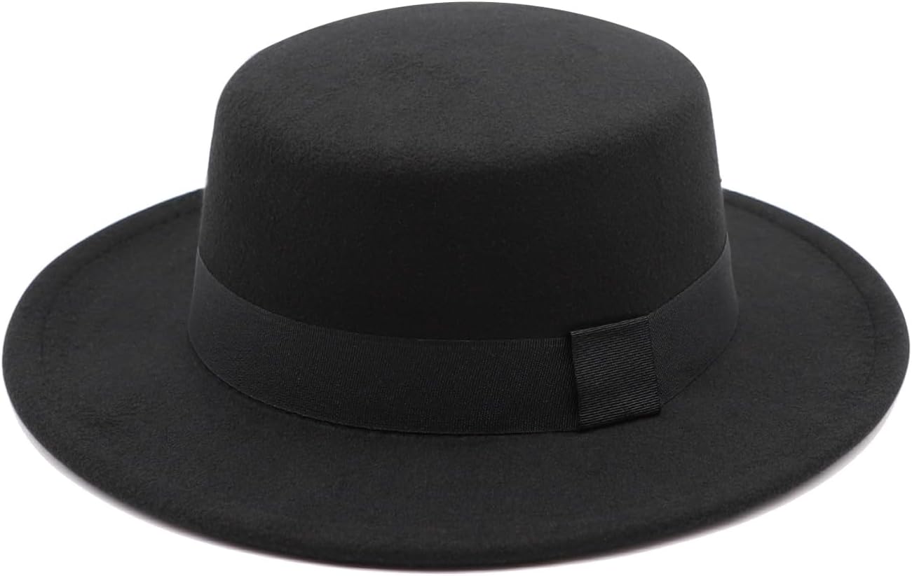 Mens Fedora Hats Classic Wide Brim Fedora Hat for Women Men Dress Hats Flat Top Hat