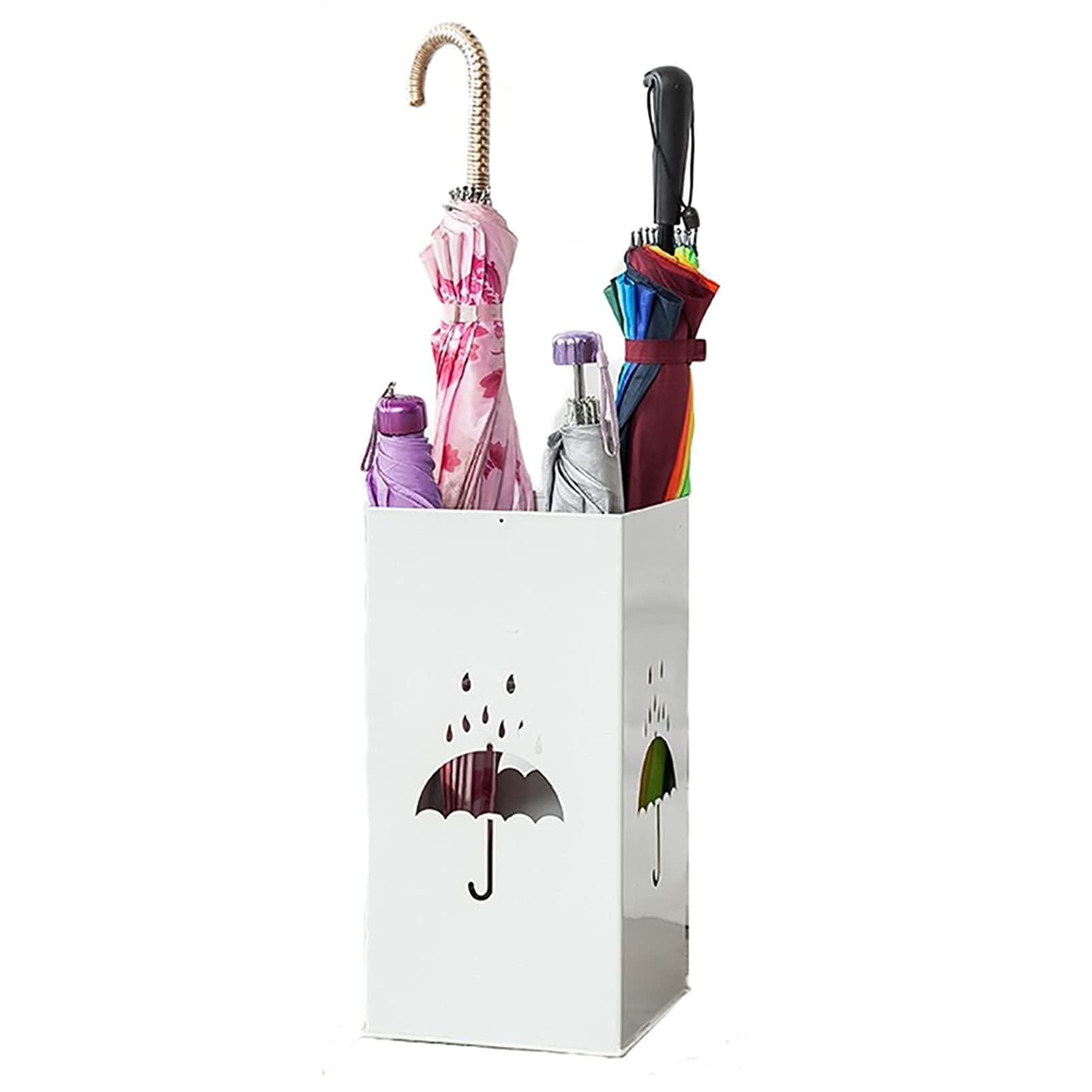 Porte-parapluie carré compact noir en métal pour la maison et le bureau