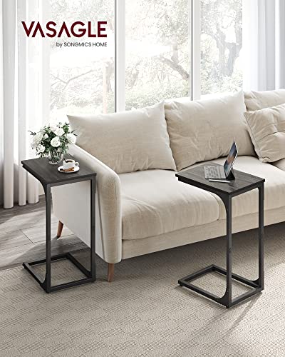 Image of VASAGLE C-Shaped End Table Set of 2, Small Sofa Side Table with Metal Frame