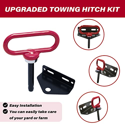 Towing Hitch Kit - Magnetic Hitch Pin And Zero Turn Mower Trailer Hitch, Universal Heavy Duty Lawn Mower Trailer Hitch & Strong Neodymium Magnet Trailer Gate Pin 1/2 Inch (Combo Pack), Red+Black #TOP5