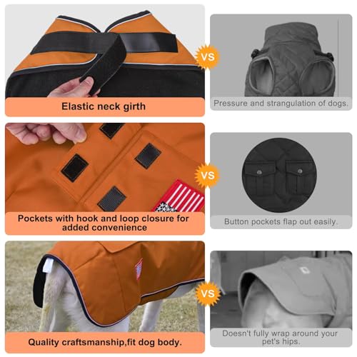 Image of BEAUTYZOO Dog Winter Coat for X-Large Dogs, Waterproof Canvas Jackets