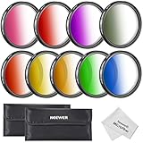 Neewer 52MM Complete Graduated Color Lens Filter Set (9pcs) for Camera Lens with 52MM Filter Thread - Includes: Red, Orange, Blue, Yellow, Green, Brown, Purple, Pink and Gray ND Filters + Filter Carry Pounch