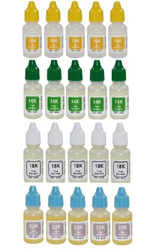 Wholesale 40-Pack- Ten (10) Bottles Each of 10k 14k 18k 22k Gold Testing Acid- Scratch Test for Jewelry, Coins, Ingots, Bullion, Antiques, and More