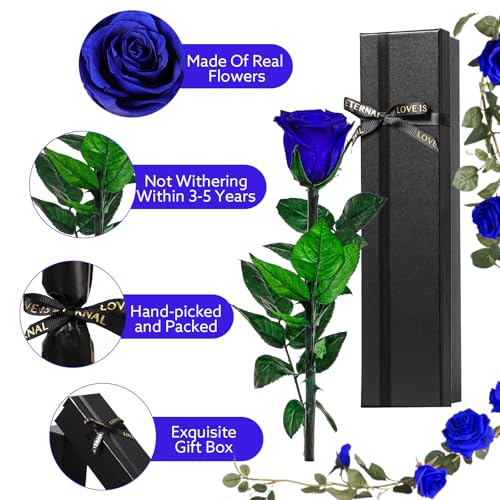 Mother's Day Flowers, Rose Gifts, Perpetual Real Rose, Preserved Flowers with Stem Fresh Flower Gift for Her: Girlfriend - Image 3