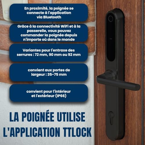 Serrure de porte intelligente TTlock à triple accès par empreinte code et mobile - 4