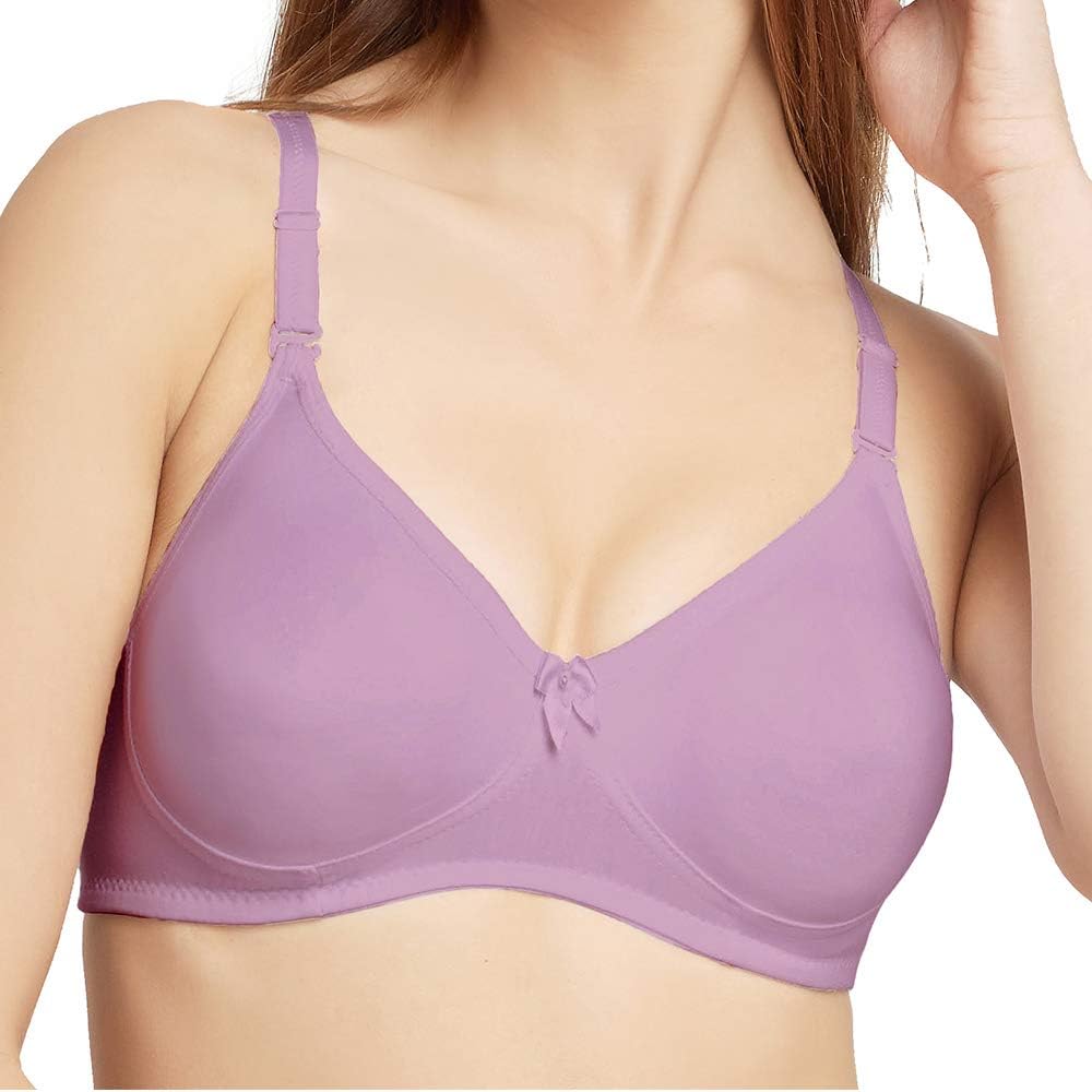DAISY DEE Women's Cotton Seamless Non-Padded Wire Free Full Coverage Detachable Straps T-Shirt Bra with Additional Transparent Strap - (Fussia Pink_Size- 36C) - Esprit