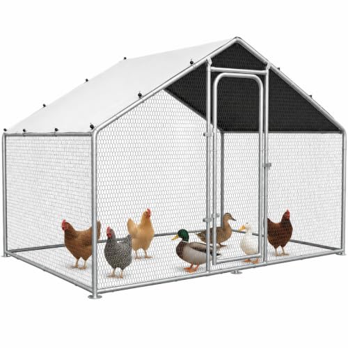 VAGGER 5x10x6.5 FT Metal Chicken Coop, Large Chicken Run with Cover