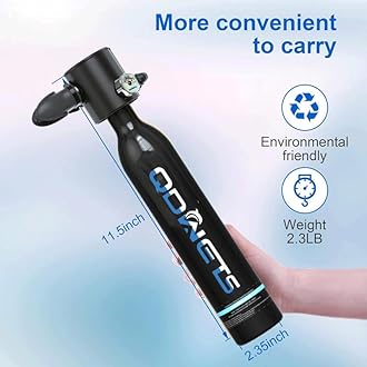 QDWETS S3000 0.5L Mini Scuba Dive Tank, Marked Reusable Scuba Pony Bottle with 5-10 Minutes of Backup Air. Scuba Diving Tank Equipment, Mini Scuba Dive Cylinder & Scuba Diving Oxygen Tank.(Black)