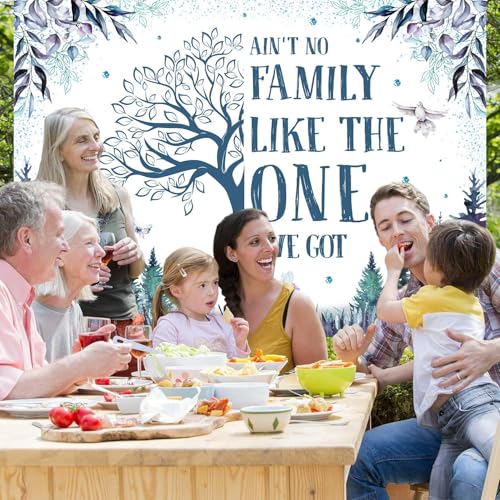 7X5FT Family Reunion Backdrop Photoshoot Blue Family Tree Reunion Background Welcome Family Gathering Decorations Welcome to Our Family Members Banner Supplies Home Decor by MAYSUN - Used condition - Image 8