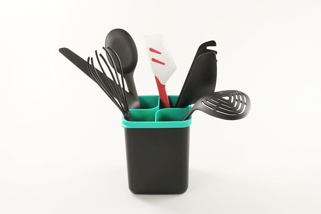 TUPPERWARE Griffbereit Ordnungstopf +Zange +Kochlöffel+Palette+Schaber+Besen (7)