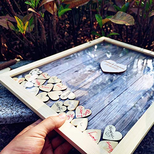Wedding Guest Book Alternative Pen Sign Drop Top Wooden Frame for Baby Shower Birthday Party Decoration 120 Hearts by Neamon - Image 6
