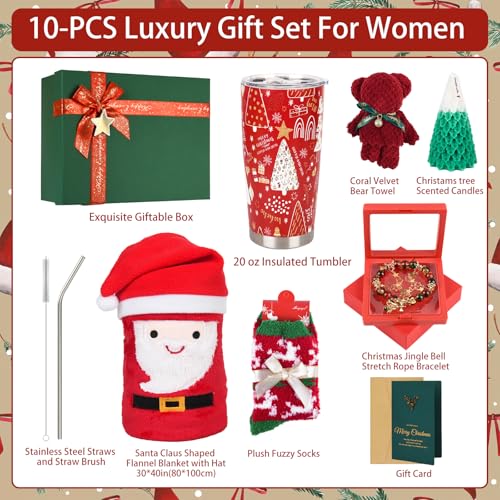 Christmas Gifts, Gift Baskets for Women Men,Unique Christmas Gift Sets Xmas Presents Ideas Box with Tumbler and Blankets for Her Him Mom Coworkers Best Friend Wife Daughter Sister - Image 3