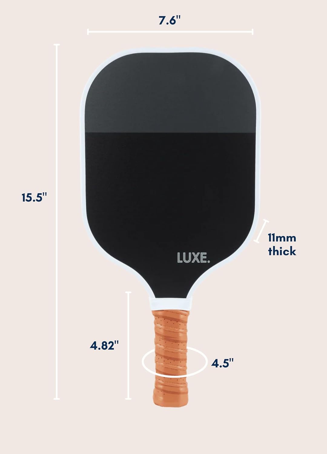 LUXE Pickleball Paddle | Leisure Edition | Cute, Fun, Stylish, Pickle Ball Paddles with Fiberglass Surface | Soft, Non-Slip Cushion Grip
