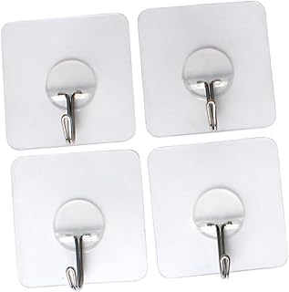 12pcs Transparent Adhesive Hooks Heavy Duty Strong Stick Hooks for Seamless Wall Hanging Kitchen Bathroom Office Durable Easy to Install No Trace Removal