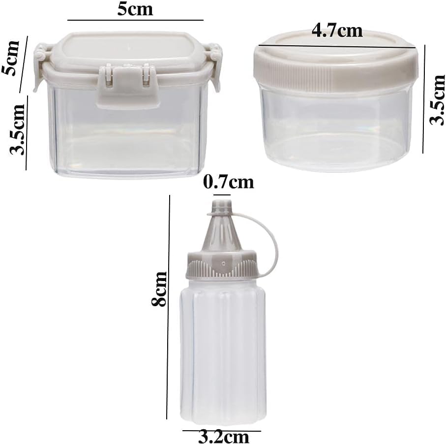 Miniatura 5 de 4 piezas Mini Jam Squeeze Bottle Jar Salsa Condimento Caja con tapa, Botella Exprimible Portátil PP Cocina Fácil Limpieza Contenedor de