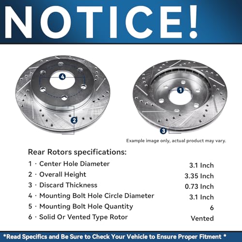 Image of Detroit Axle - Rear Brake Kit for Silverado Suburban Sierra Yukon XL 1500 | Tahoe Escalade ESV EXT Avalanche Drilled and Slotted Brake Rotors Ceramic Brake Pads Replacement 13.58 inch Rear Rotors
