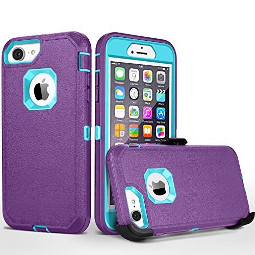 iPhone 8 case,iPhone 7 Case, iPhone 6s Case, FOGEEK [No Screen Protector] Belt-Clip Protective Heavy Duty Kickstand Cover [Shockproof] Cover Compatible for iPhone 8/7/6/6s (NOT PLUS) (purple and blue)