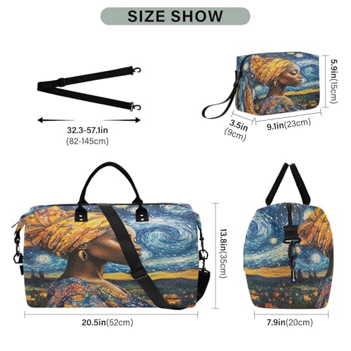 Travel Duffle Bag Weekender Bags Overnight Bag with Toiletry Bag Gym Duffel Bag Stary Sky Girl for Travel Business Trips Sport3