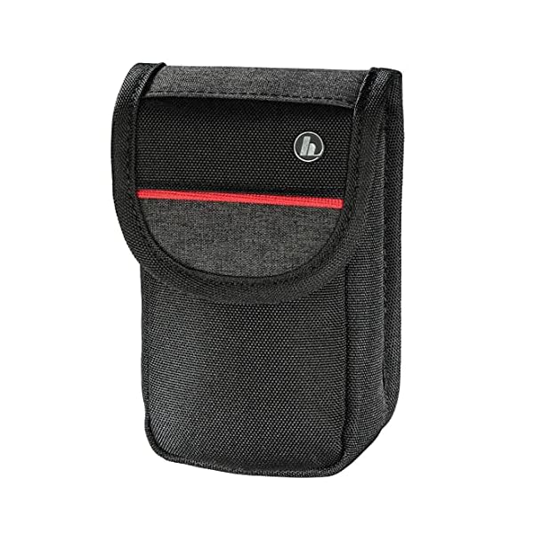 Hama Kameratasche „Valletta“ für Digitalkamera (Fototasche klein für Kompaktkamera, mit Gürtelschlaufe, Klettverschluss, reißfestes Polyester, 6 x 2,5 x 10,5 cm) schwarz