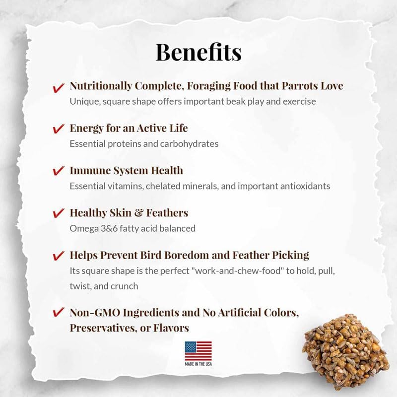 Miniatura 3 de LAFEBER'S Classic Avi-Cakes - Alimento para pájaros para mascotas, fabricado con ingredientes no transgénicos y de grado humano, para guacamayos y