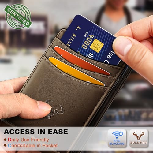 Image of BULLIANT Slim Wallet For Men 12Cards,Magnetic Flip Build-in Money Clip Airtag Compatible-RFID Blocking