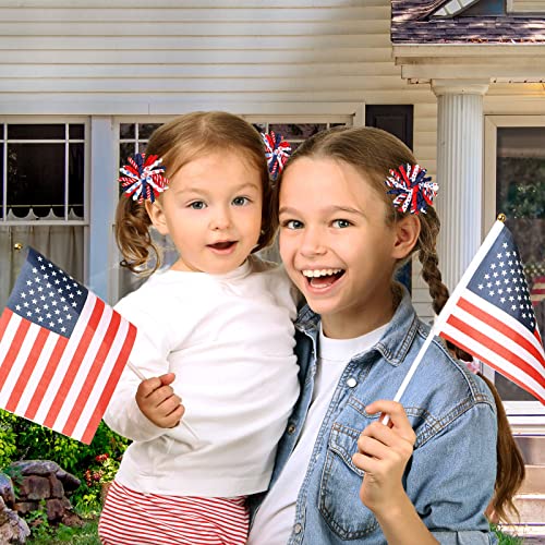 Whaline 6 Pack Patriotic Spiral Bow Clips 4Th Of July Star Stripe Hairgrips Grosgrain Ribbon Curly Spiral Swirl Alligator Clip Bows For Independence Memorial Day Baby Girls Toddlers Hair Accessories #TOP4