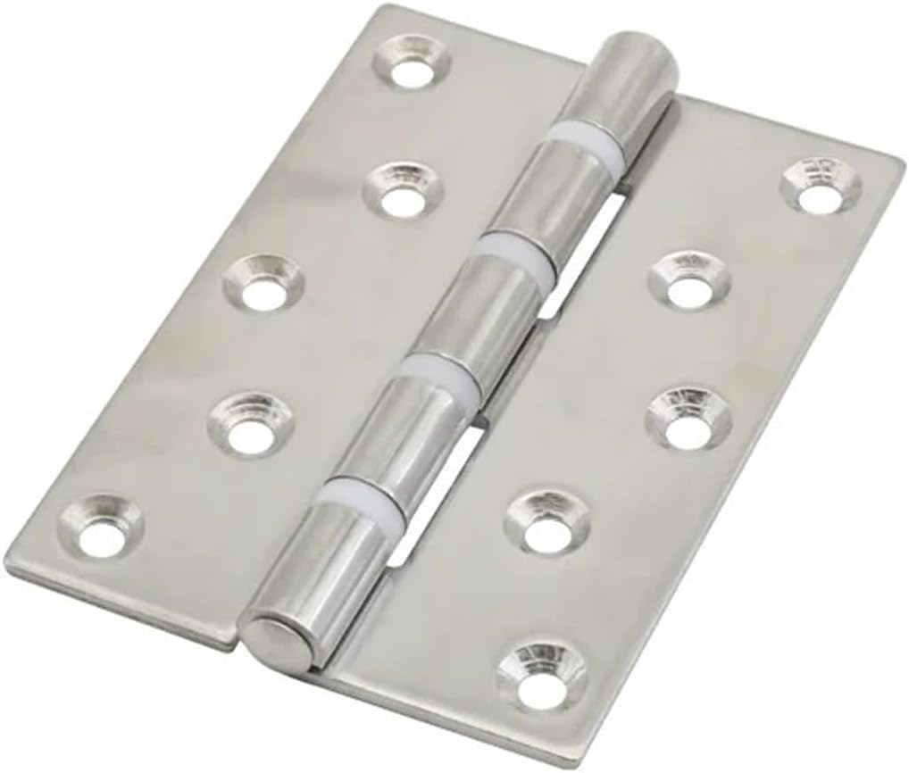 304 Stainless Steel Shaped Flat Fixed Folding Belt with Rubber Pad Silent Hinge Cabinet Electrical 1Pcs(36x48mm)