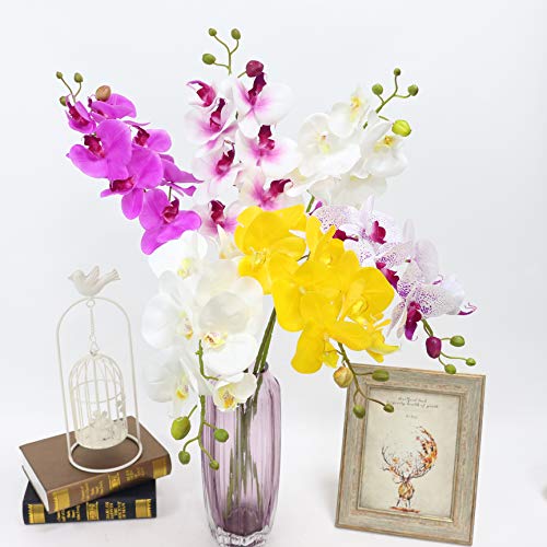 Jarown White Orchid Artificial Flowers 4Pcs 30 Inches #TOP6