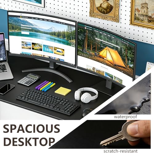 Image of BestOffice Computer Desk,Home Office Desk, Modern Simple Style for Home Office Study Writing (Black, 63 Inch)